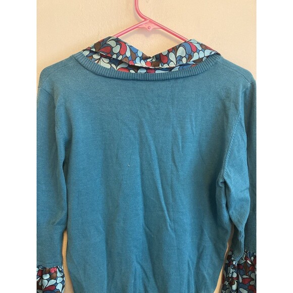 Bisou Bisou Women’s Fall Sweater Multicolor V-Neck Collared Layered Size Large - Picture 14 of 16